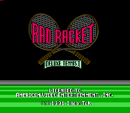 Rad Racket : Deluxe Tennis II (Homebrew) — Title screen